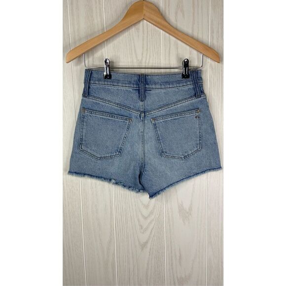 Madewell Women's Blue Zip And Button Fly Raw Hem The Perfect Jean Short Size 25 - Picture 2 of 7